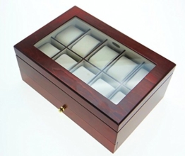 Slege Uhrenbox Aus Holz Mit 4 Fächern & Schublade – Glasdeckel, Samtfutter, Geschenkidee