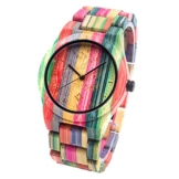 Bewell Handgemachte hölzerne Uhr Natürliche Bunte Bambus Quarz Analog Uhren Dame Bracelet W105DG (Mixed 1) - 1