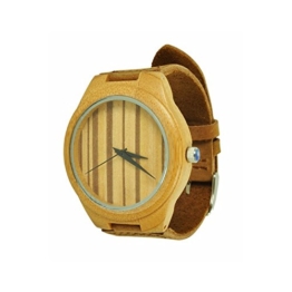 Munixwood Bambus Holzarmbanduhr mit Lederarmband und Uhrenbox Holzuhr Öko - 1