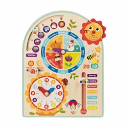 Tooky Toy Kalenderuhr Jahresuhr - Kinder-Spielzeug Holz-Spielzeug Lern-Spielzeug - schult Motorik mit Uhr, Jahreszeiten, Wetter aus Holz mit bunten Motiven - 1
