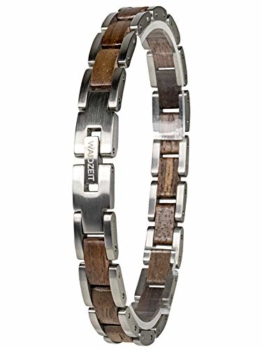 Waidzeit EL_W03 Damen Armband Walnuss Holz Silber braun 20,5 cm - 1