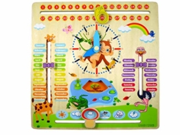 WoodyWood Kalenderuhr Kinder Lernuhr Holz Lernspielzeug 30X30cm zweisprachig - 1