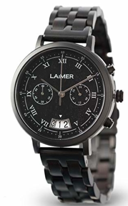 LAiMER Herren-Armbanduhr Chronograph LUCIO Mod. 0079 aus Sandelholz - Analoge Quarzuhr mit Edelstahlgehäuse und braunem Holzarmband - 1